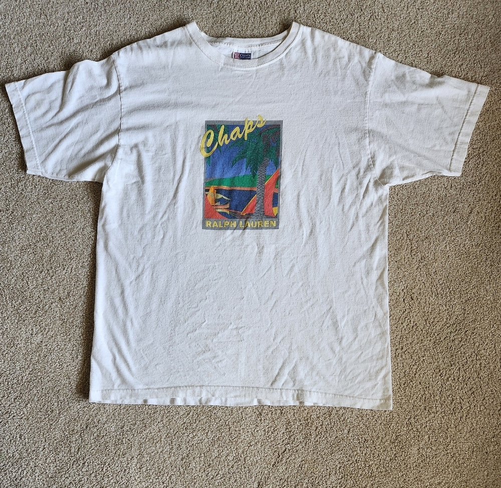 Vintage 90s Chaps Ralph Lauren Graphic T-Shirt - Size Large